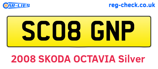 SC08GNP are the vehicle registration plates.