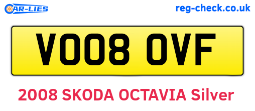 VO08OVF are the vehicle registration plates.
