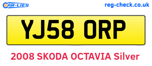 YJ58ORP are the vehicle registration plates.