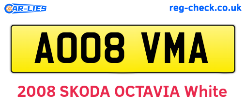 AO08VMA are the vehicle registration plates.