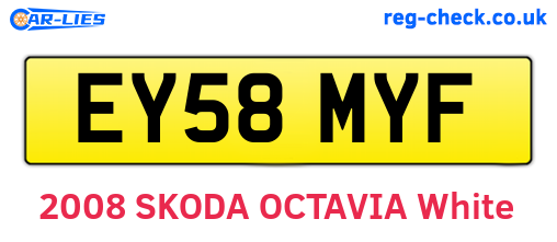 EY58MYF are the vehicle registration plates.