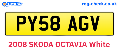 PY58AGV are the vehicle registration plates.
