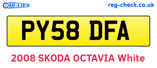 PY58DFA are the vehicle registration plates.