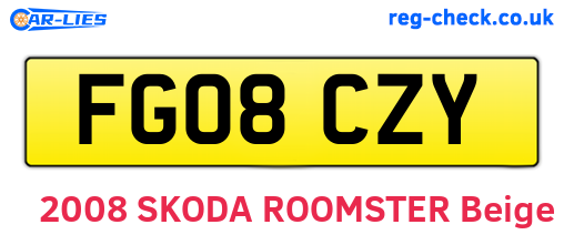FG08CZY are the vehicle registration plates.