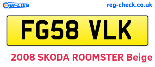 FG58VLK are the vehicle registration plates.