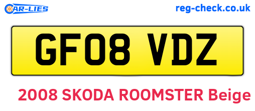 GF08VDZ are the vehicle registration plates.