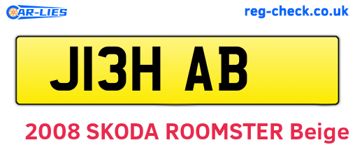 J13HAB are the vehicle registration plates.
