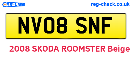 NV08SNF are the vehicle registration plates.