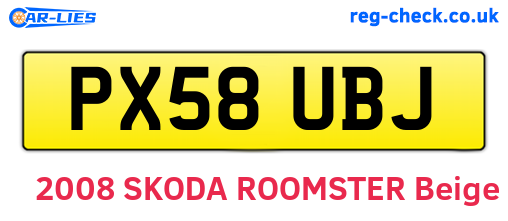 PX58UBJ are the vehicle registration plates.