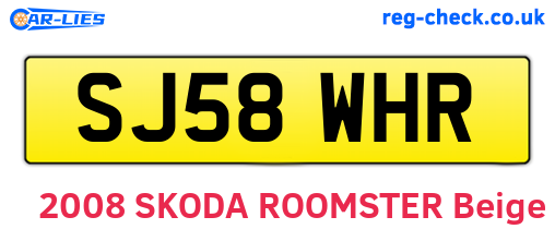 SJ58WHR are the vehicle registration plates.