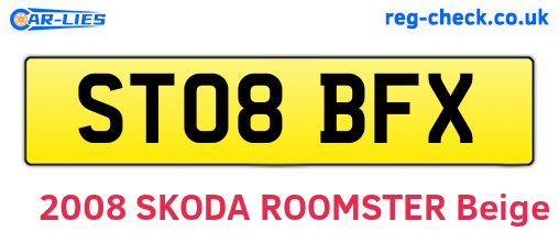 ST08BFX are the vehicle registration plates.
