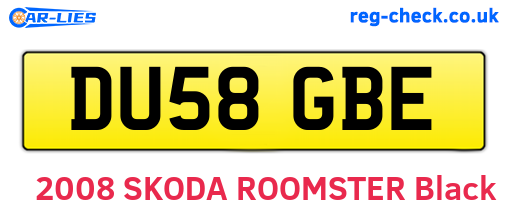 DU58GBE are the vehicle registration plates.
