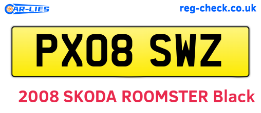 PX08SWZ are the vehicle registration plates.