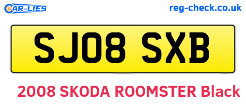 SJ08SXB are the vehicle registration plates.