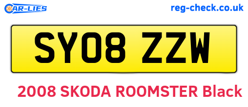 SY08ZZW are the vehicle registration plates.