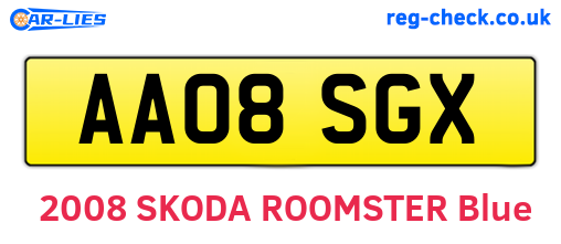 AA08SGX are the vehicle registration plates.