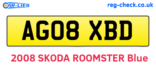 AG08XBD are the vehicle registration plates.