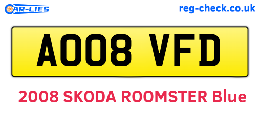 AO08VFD are the vehicle registration plates.