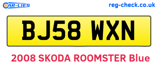 BJ58WXN are the vehicle registration plates.