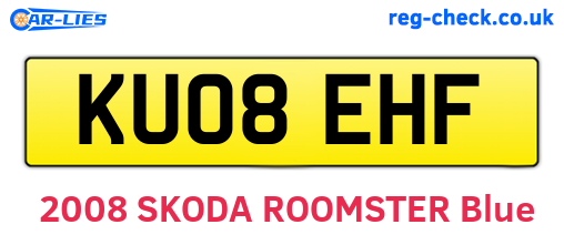 KU08EHF are the vehicle registration plates.
