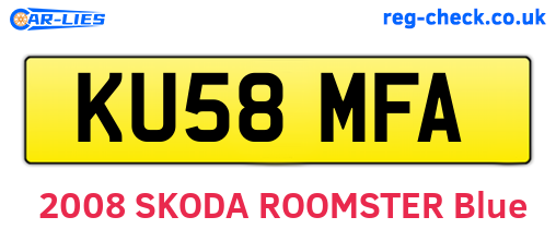 KU58MFA are the vehicle registration plates.