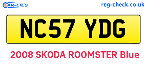 NC57YDG are the vehicle registration plates.