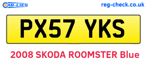PX57YKS are the vehicle registration plates.