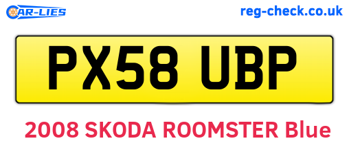 PX58UBP are the vehicle registration plates.