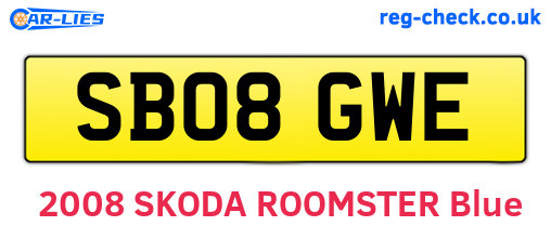 SB08GWE are the vehicle registration plates.