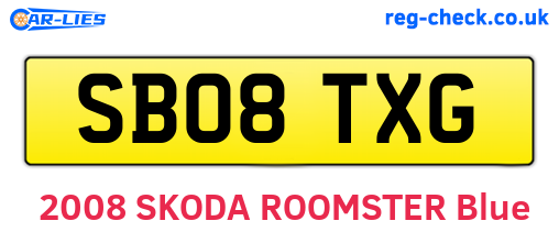 SB08TXG are the vehicle registration plates.