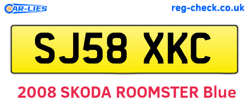 SJ58XKC are the vehicle registration plates.