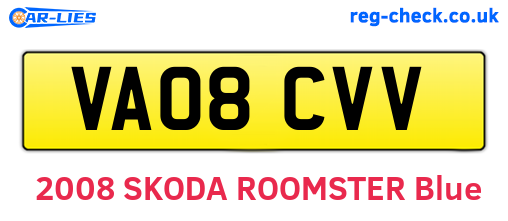 VA08CVV are the vehicle registration plates.