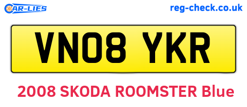 VN08YKR are the vehicle registration plates.