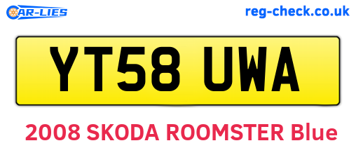 YT58UWA are the vehicle registration plates.
