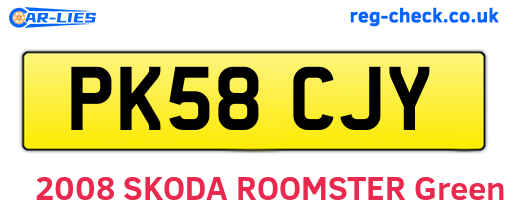 PK58CJY are the vehicle registration plates.