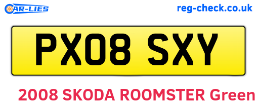 PX08SXY are the vehicle registration plates.