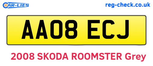 AA08ECJ are the vehicle registration plates.