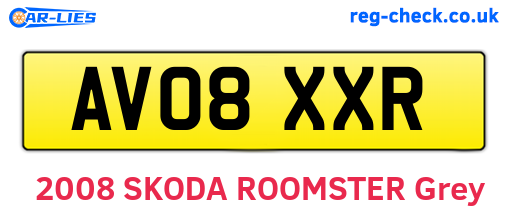 AV08XXR are the vehicle registration plates.