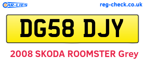 DG58DJY are the vehicle registration plates.