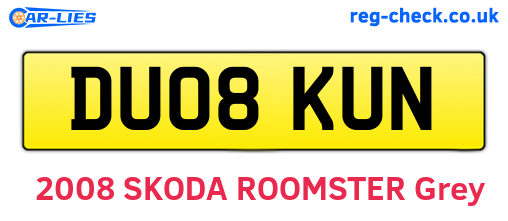 DU08KUN are the vehicle registration plates.