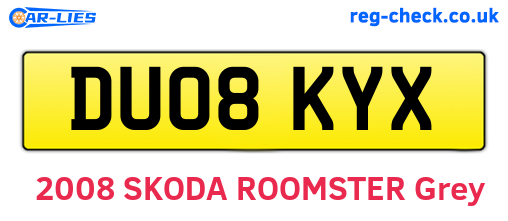 DU08KYX are the vehicle registration plates.