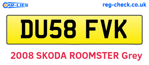 DU58FVK are the vehicle registration plates.