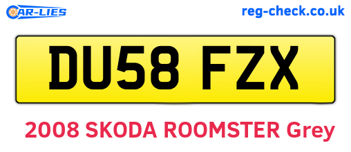 DU58FZX are the vehicle registration plates.