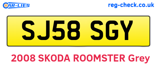 SJ58SGY are the vehicle registration plates.