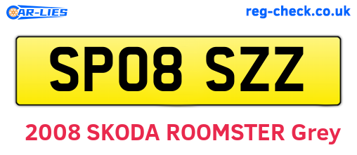 SP08SZZ are the vehicle registration plates.