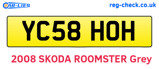YC58HOH are the vehicle registration plates.