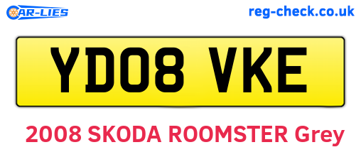YD08VKE are the vehicle registration plates.