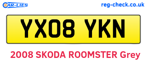 YX08YKN are the vehicle registration plates.