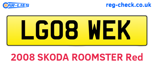 LG08WEK are the vehicle registration plates.