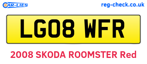 LG08WFR are the vehicle registration plates.